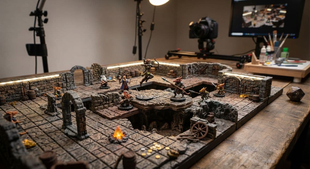 Décor de donjon miniature pour le stop-motion
