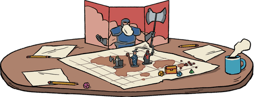 Table de jeu avec écran du meneur